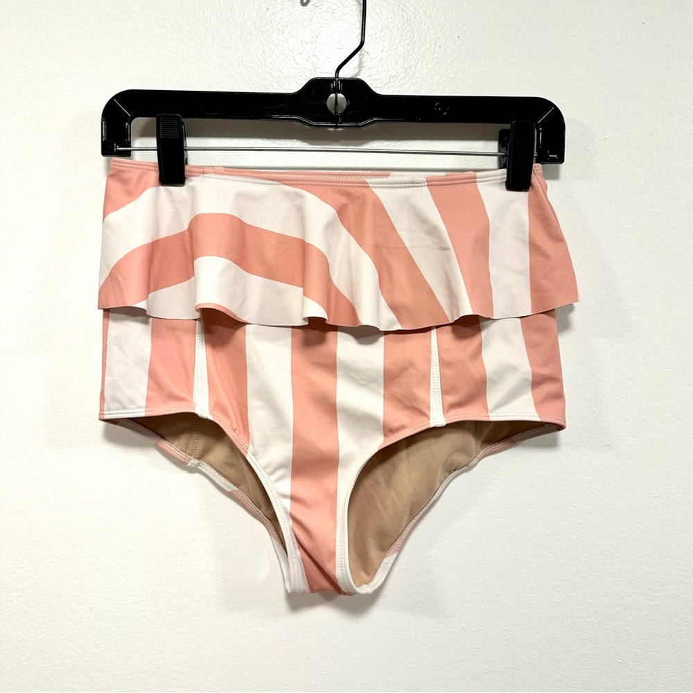 Kortni Jeane swimsuit Sweet stripes pink white striped peplum bottoms size small